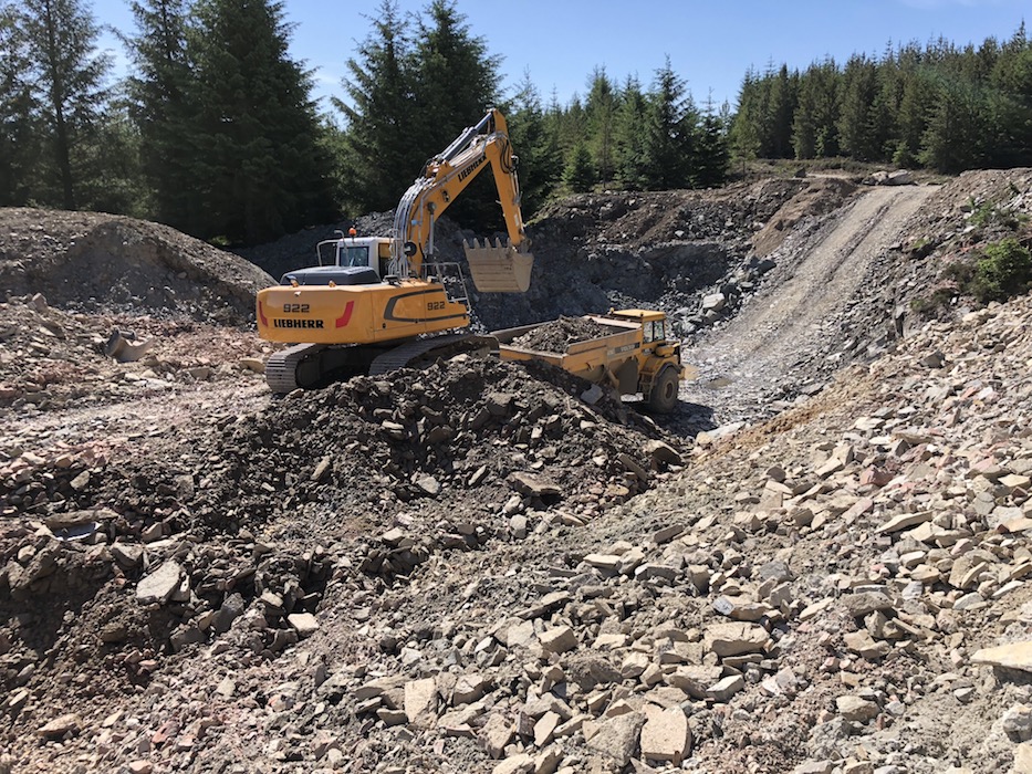 Quarry works and material processing